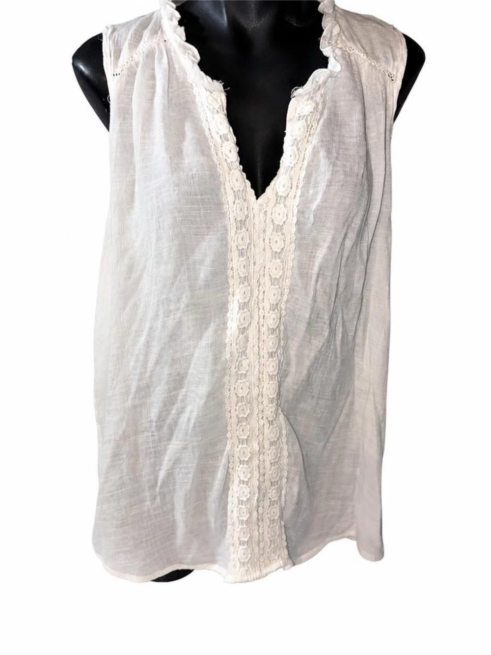 Spense Cream Lace-Front Sleeveless Camisole